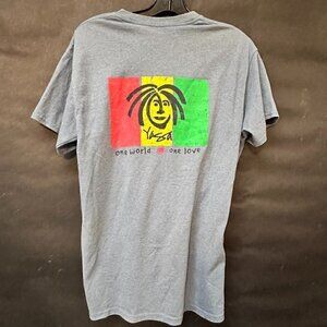 Yasa One World Tee Shirt Size Medium Blue gray VTG T-Shirt Short Sleeve Rasta